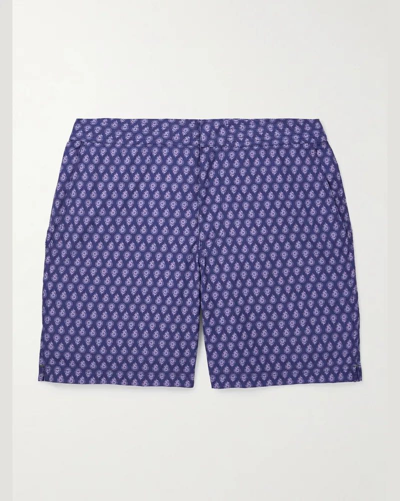 Sid Mashburn Schmal geschnittene mittellange Badeshorts mit Print Blau