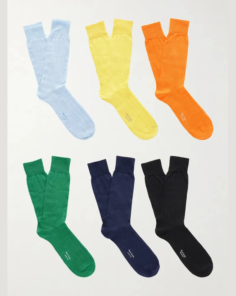 Paul Smith Pack of Six Cotton-Blend Socks Multi