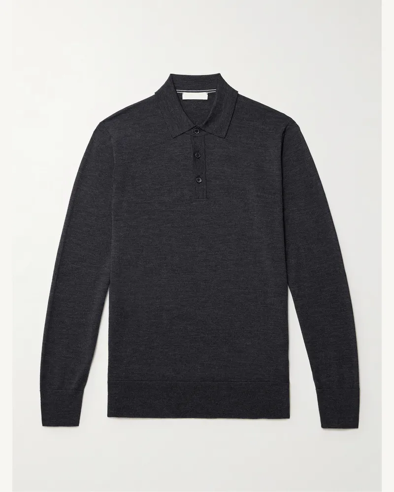 MR P. Pullover aus Merinowolle mit Polokragen Grau