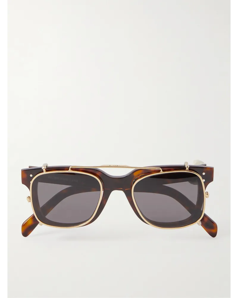 Celine Black Frame 51 wandelbare Brille mit eckigem Rahmen aus Azetat in Schildpattoptik und goldfarbenen Details Horn