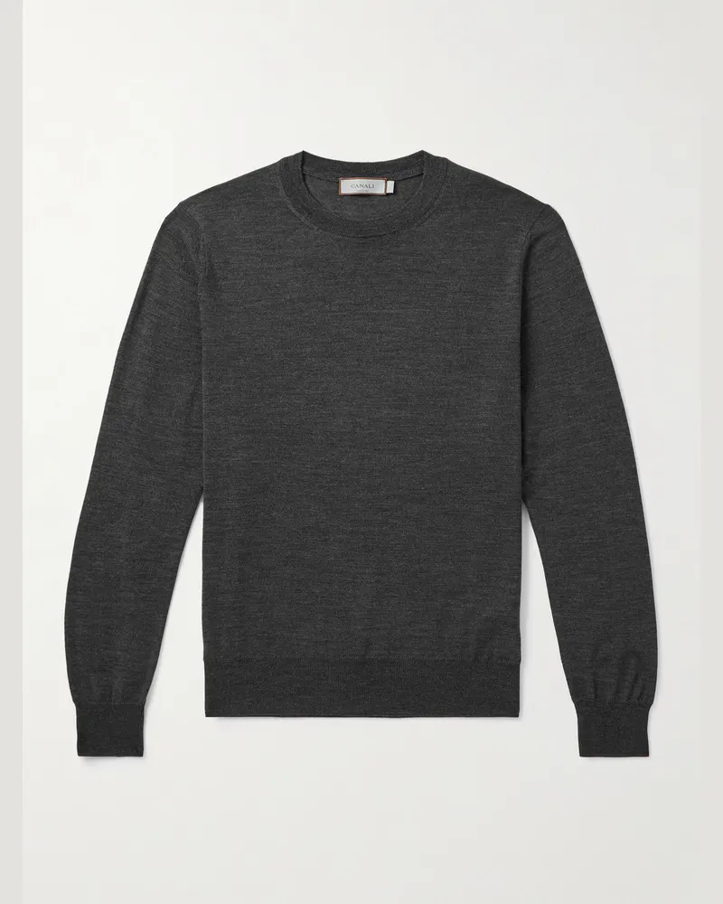 Canali Schmal geschnittener Pullover aus Wolle Blau