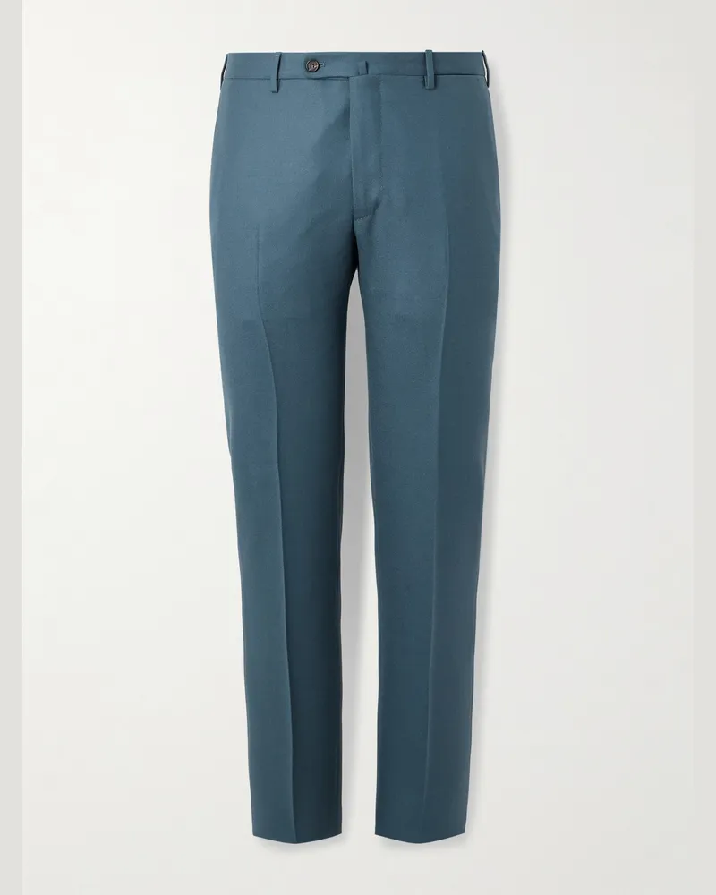 Incotex Schmal geschnittene Anzughose aus Twill aus einer Woll-Kaschmirmischung Blau