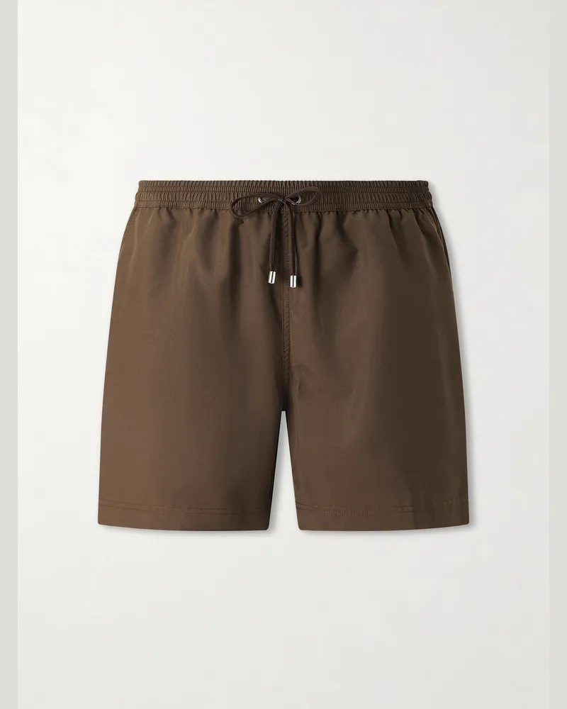 Sunspel Drawstring Straight-Leg Swim Shorts Brown