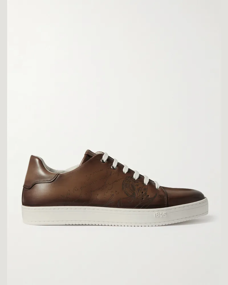 Berluti Scritto Venezia Leather Sneakers Brown