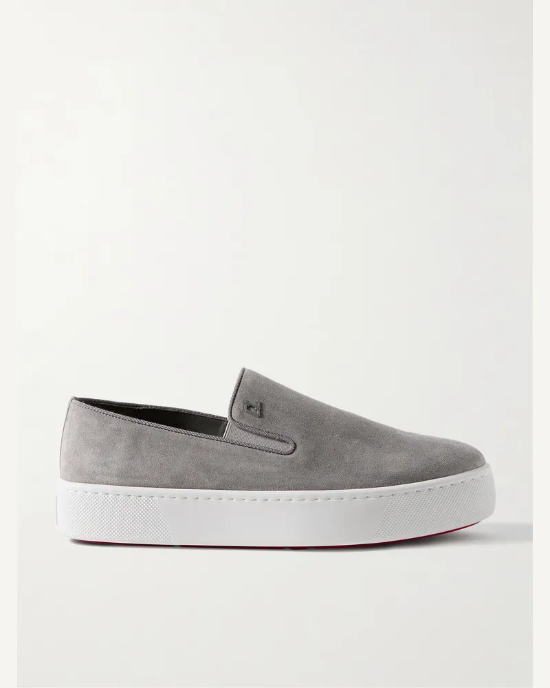 Christian Louboutin Boatissimo Slip-ons aus Veloursleder Grau