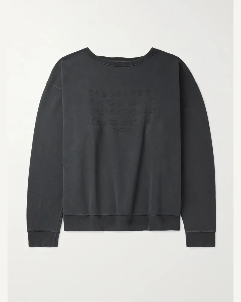 Maison Margiela Oversized-Sweatshirt aus Baumwoll-Jersey mit Logostickerei Schwarz