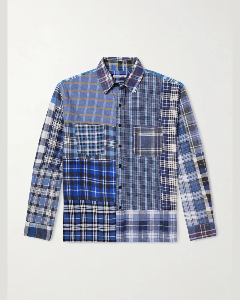 NEEDLES Patchwork-Hemd aus kariertem Baumwollflanell Blau