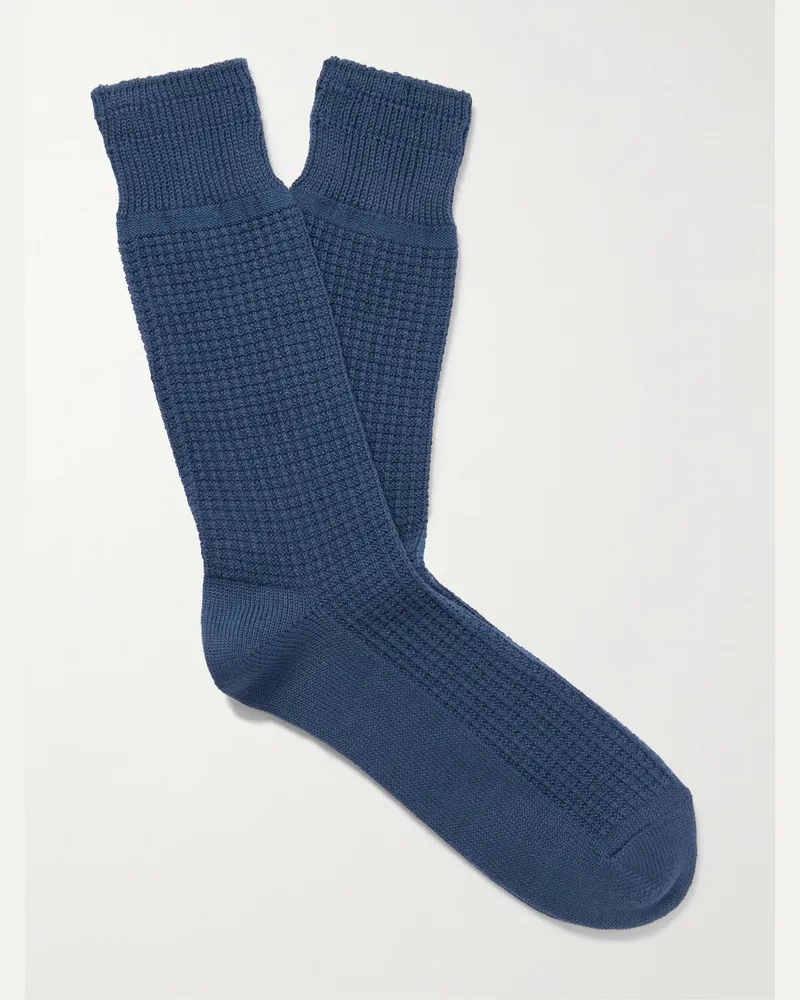 MR P. Socken aus einer Baumwollmischung in Waffelstrick Blau