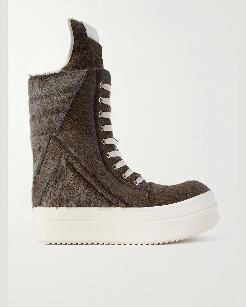 Rick Owens Mega Geobasket High-Top-Sneakers aus Kalbshaar Braun