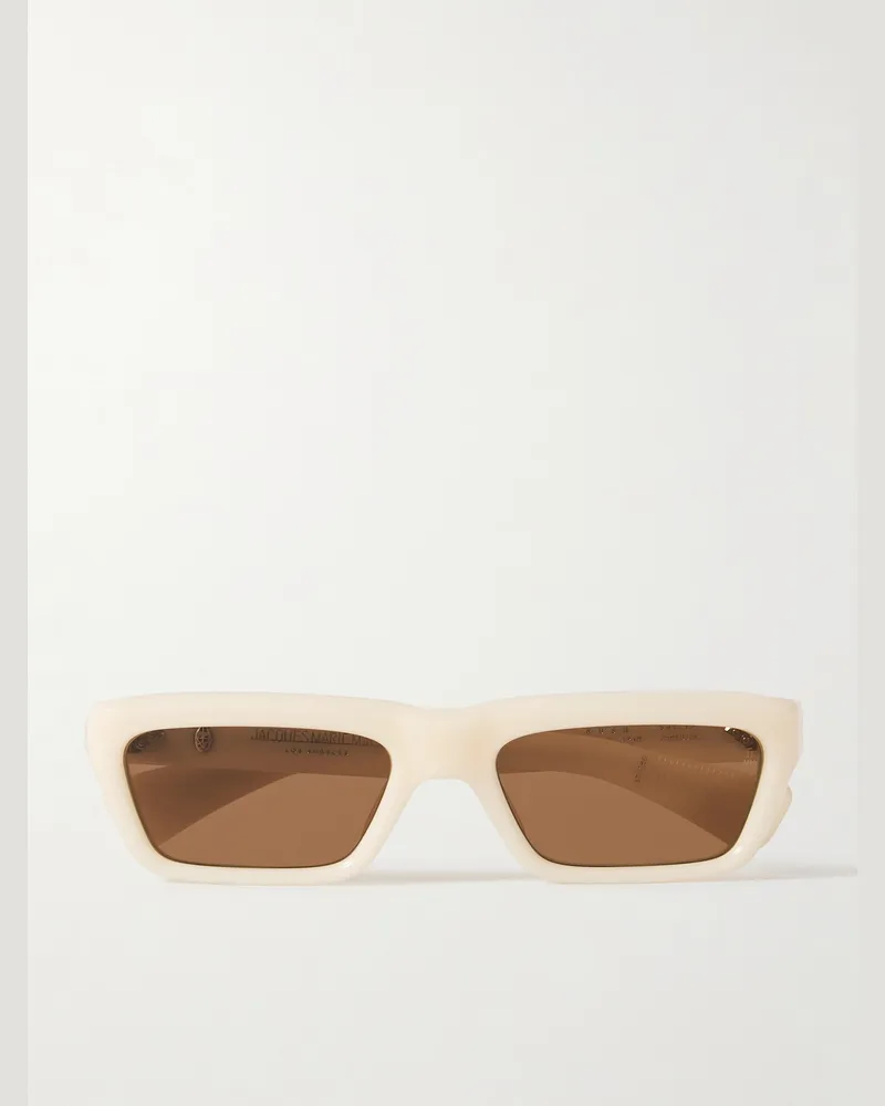 Jacques Marie Mage Rush Sonnenbrille mit rechteckigem Rahmen aus Azetat Weiß