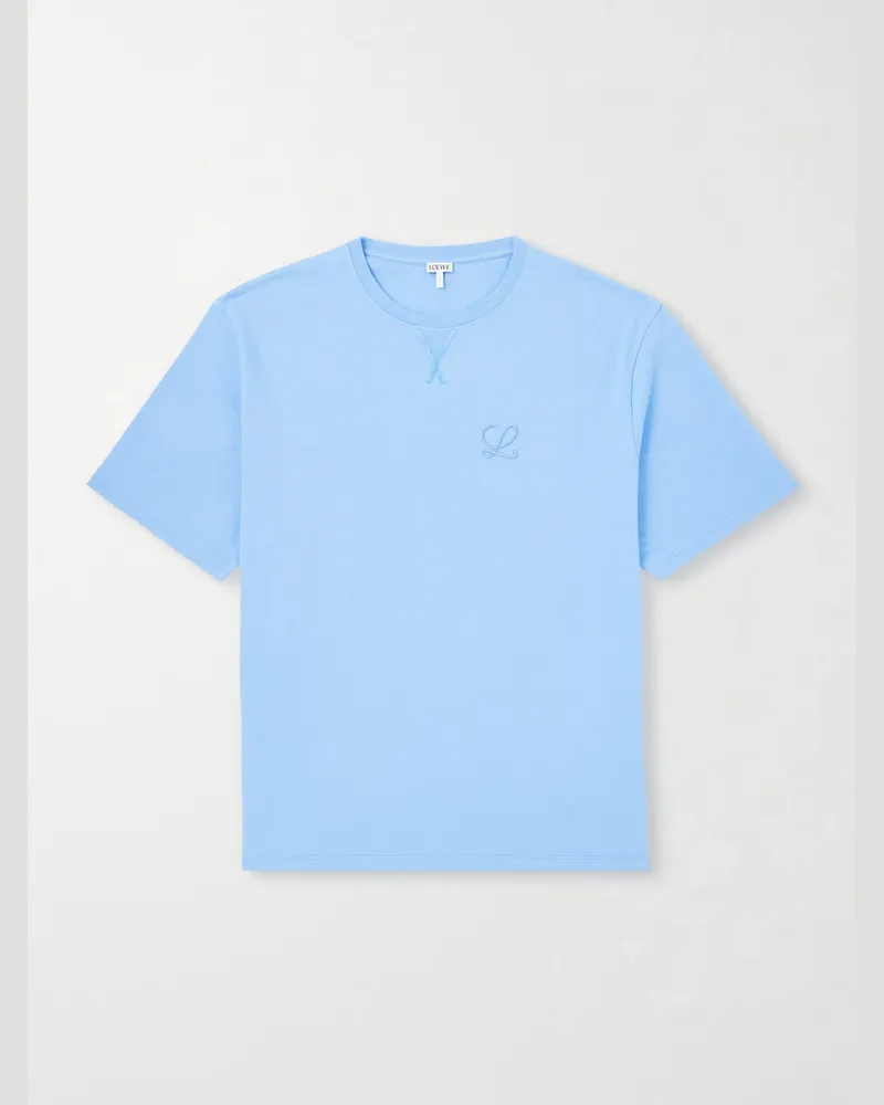Loewe T-Shirt aus Baumwoll-Jersey mit Logostickerei Blau