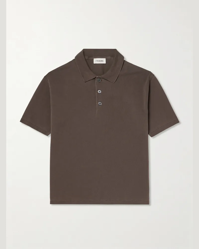 Frame Denim Polohemd aus Baumwoll-Piqué Braun
