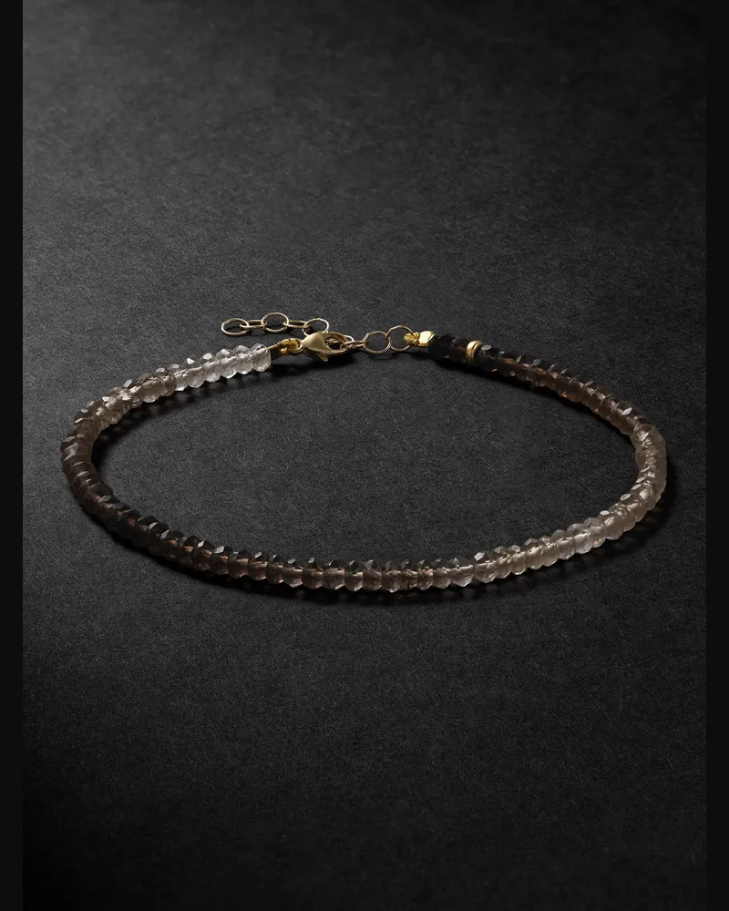 JIA JIA Arizona Armband mit Zierperlen aus Rauchquarz und Details aus Gold Grau