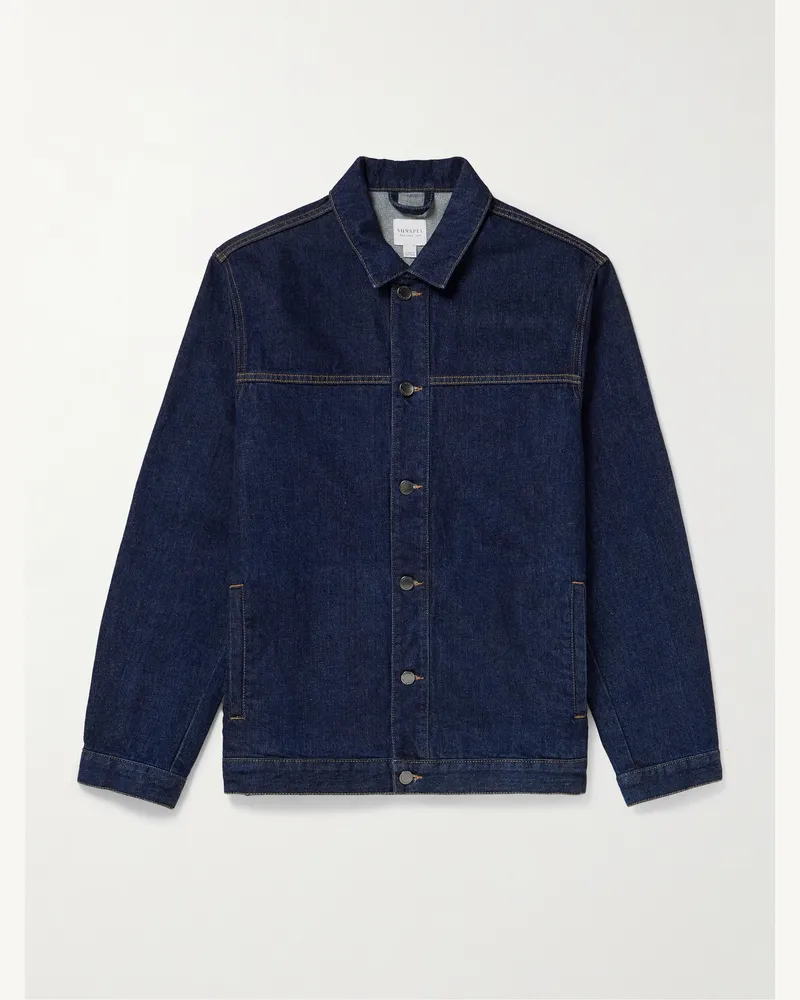 Sunspel Jeansjacke aus Selvedge Denim Blau