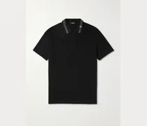 Medusa Embroidered Cotton-Piqué Polo Shirt