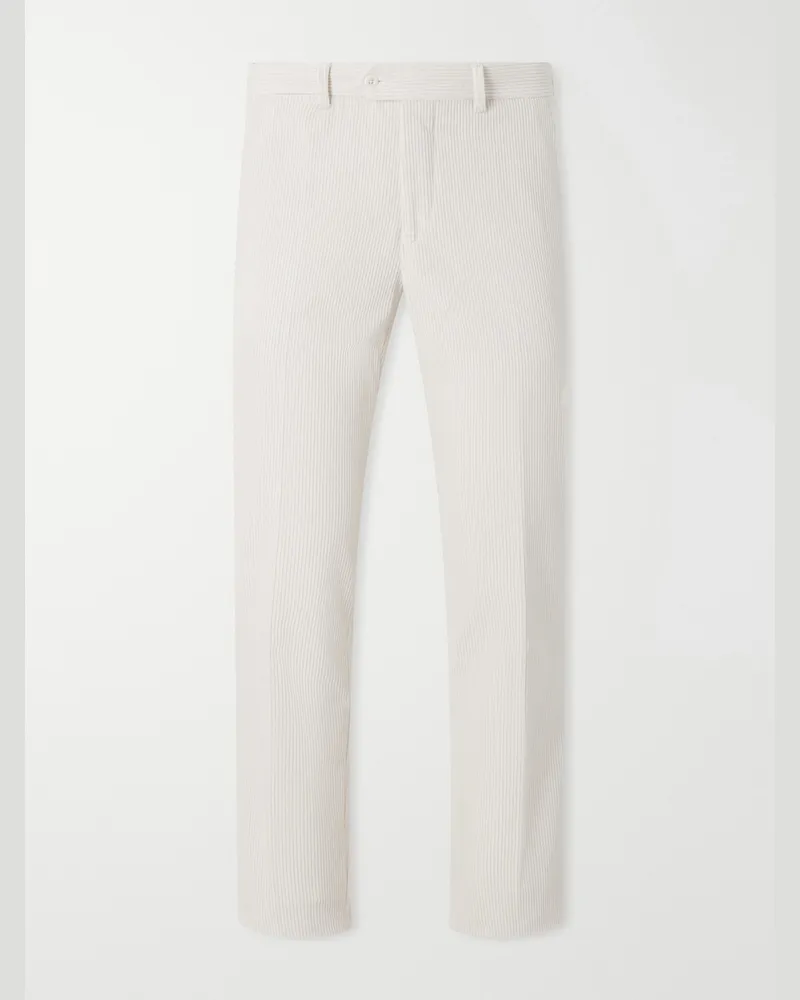 Rubinacci Modaluca Tapered Cotton-Corduroy Trousers Neutrals