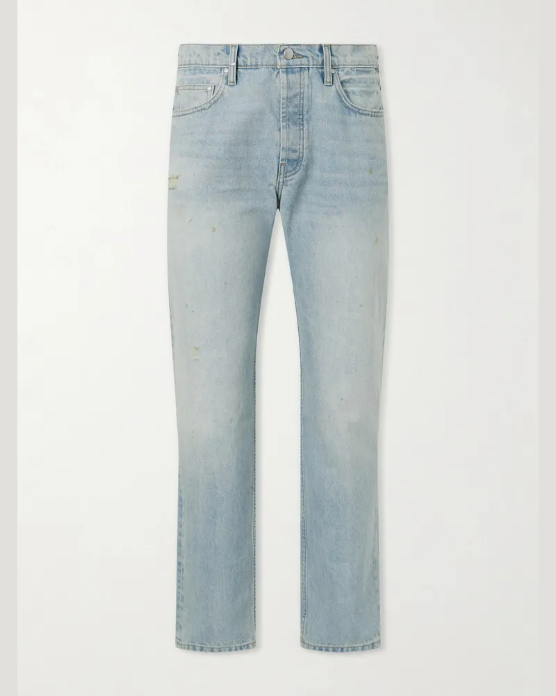 Cherry Los Angeles Straight-Leg Distressed Jeans Blue