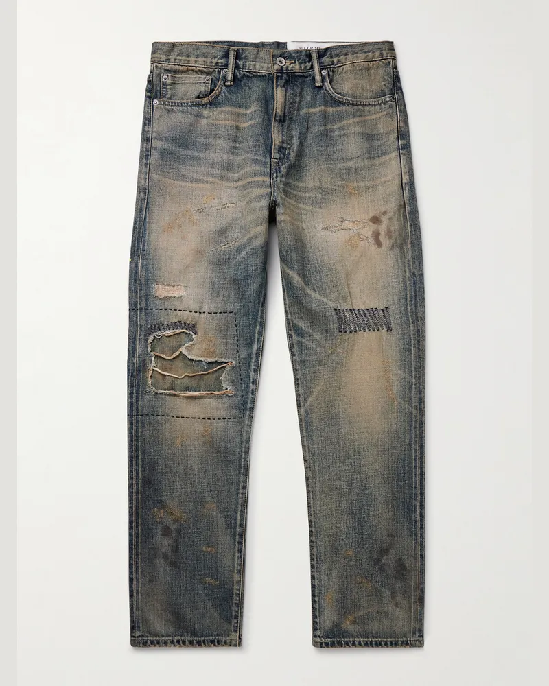 Neighborhood Savage gerade und schmal geschnittene Jeans aus Selvedge Denim in Distressed-Optik Blau