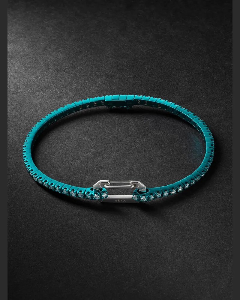 EÉRA Paris Tennisarmband aus Weißgold mit Diamanten Blau