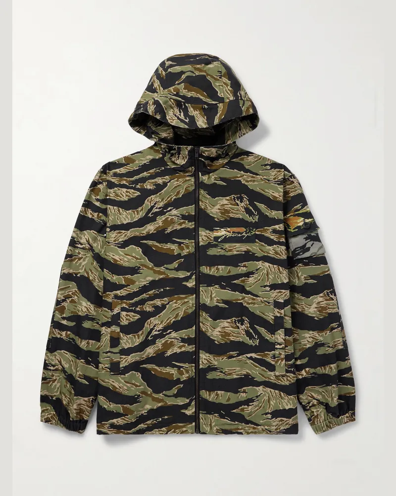 Givenchy Kapuzenjacke aus Baumwoll-Canvas mit Camouflage-Print Grün