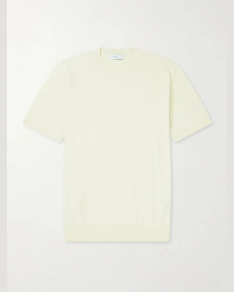 Boglioli Garment-Dyed Ribbed-Knit Cotton-Jersey T-Shirt Yellow