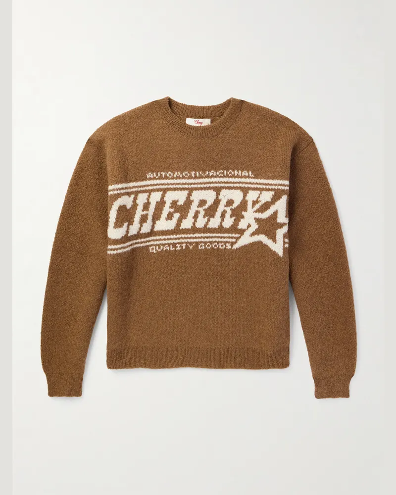 Cherry Los Angeles Pullover aus Jacquard-Strick aus einer Alpakawollmischung Braun