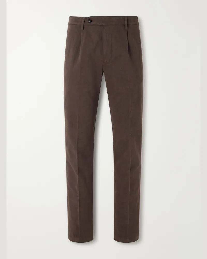 Massimo Alba Ionio2 Straight-Leg Cotton-Blend Trousers Brown