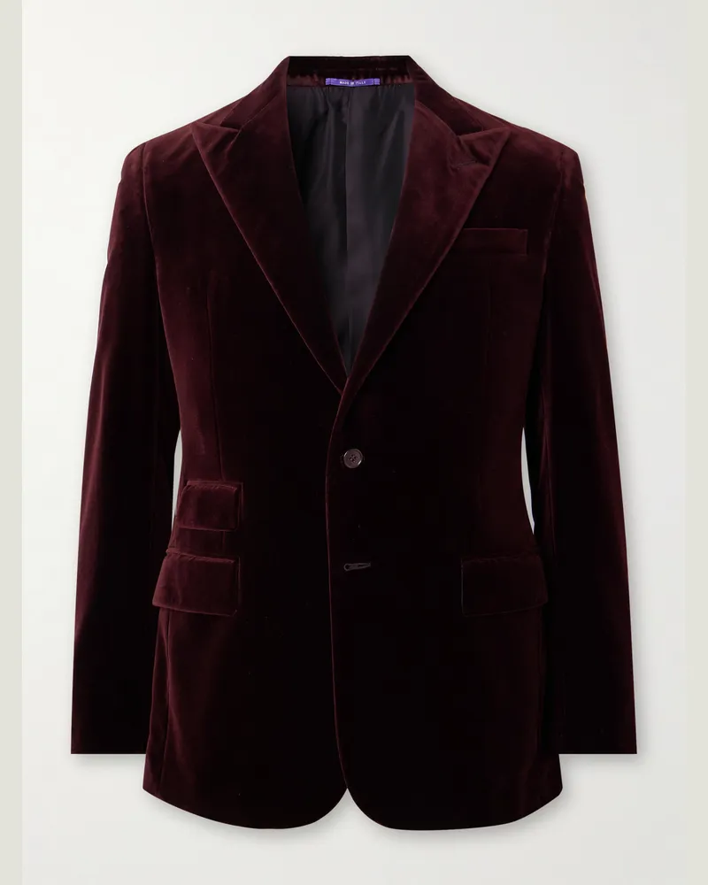 Ralph Lauren Smokingjacke aus Baumwollsamt Burgunder