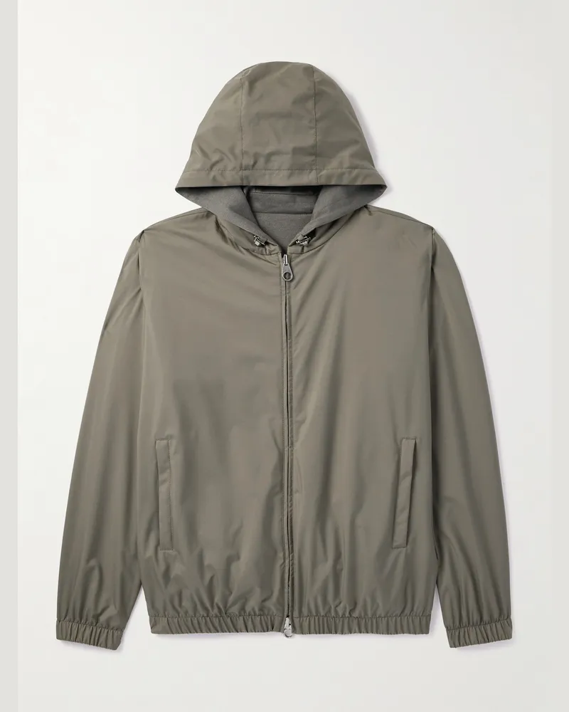 Loro Piana Wendbare Bomberjacke aus Windmate®-Storm-System®-Shell und Kaschmir mit Kapuze Grün