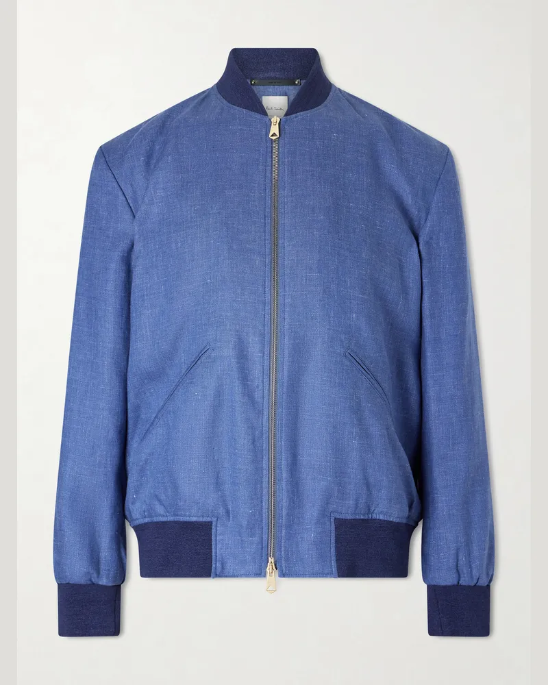 Paul Smith Linen Bomber Jacket Blue