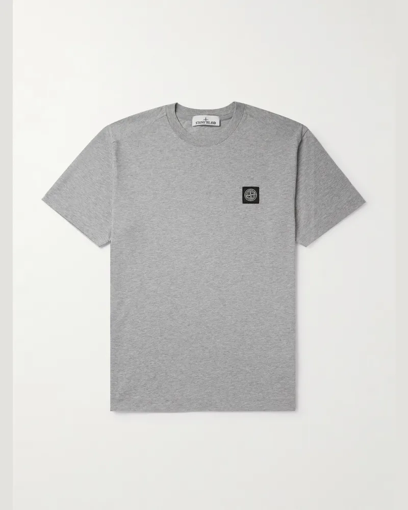 Stone Island T-Shirt aus Baumwoll-Jersey mit Logoapplikation Grau