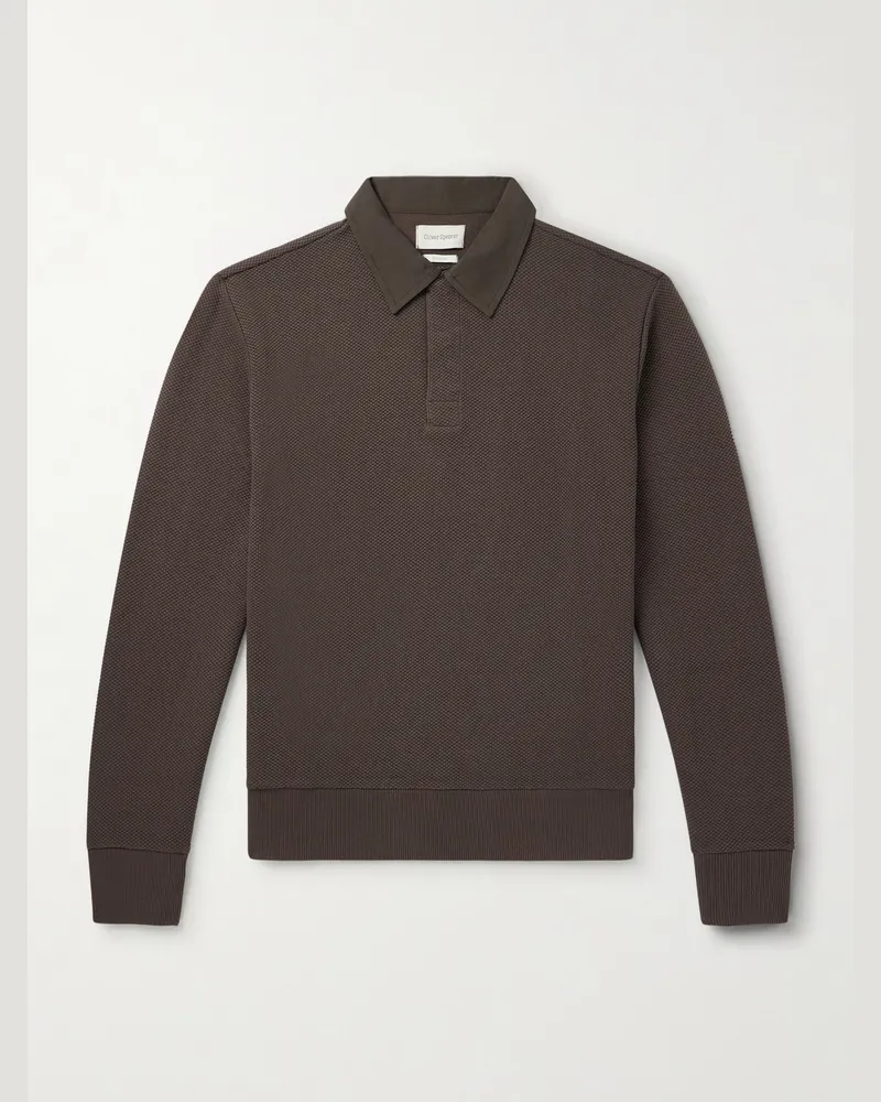 Oliver Spencer Organic Cotton-Blend Polo Shirt Brown