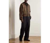 Jacke aus Seidensatin mit Leopardenprint