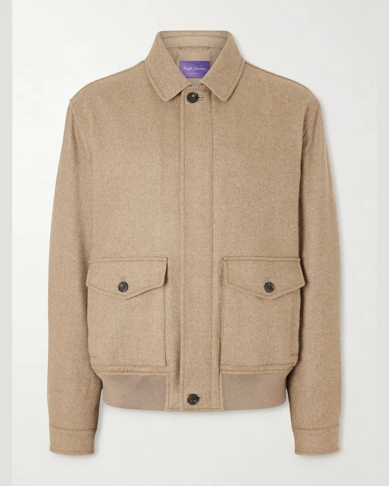 Ralph Lauren Herringbone Cashmere Jacket Brown