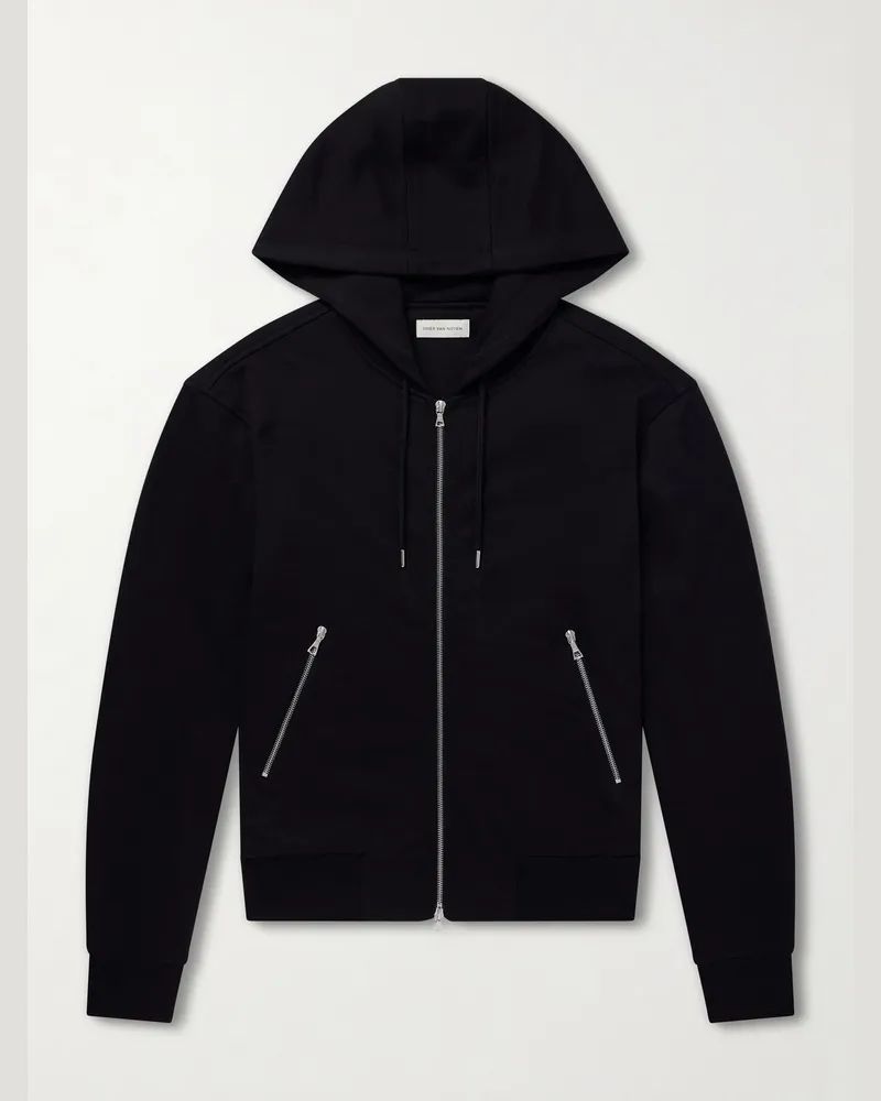 Dries van Noten Cotton-Jersey Zip-Up Hoodie Black