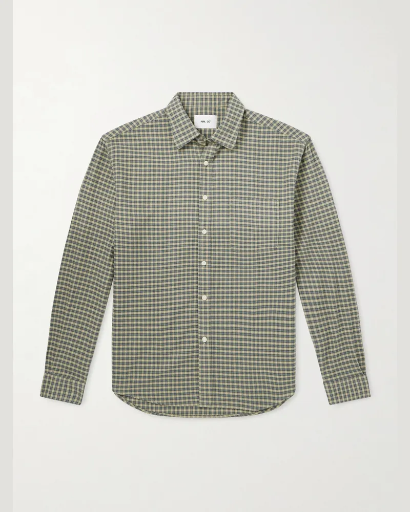 NN 07 Deon 5465 Hemd aus Biobaumwollflanell Grün
