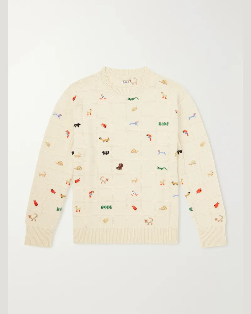 BODE Zoologist Merino Wool Sweater Neutrals