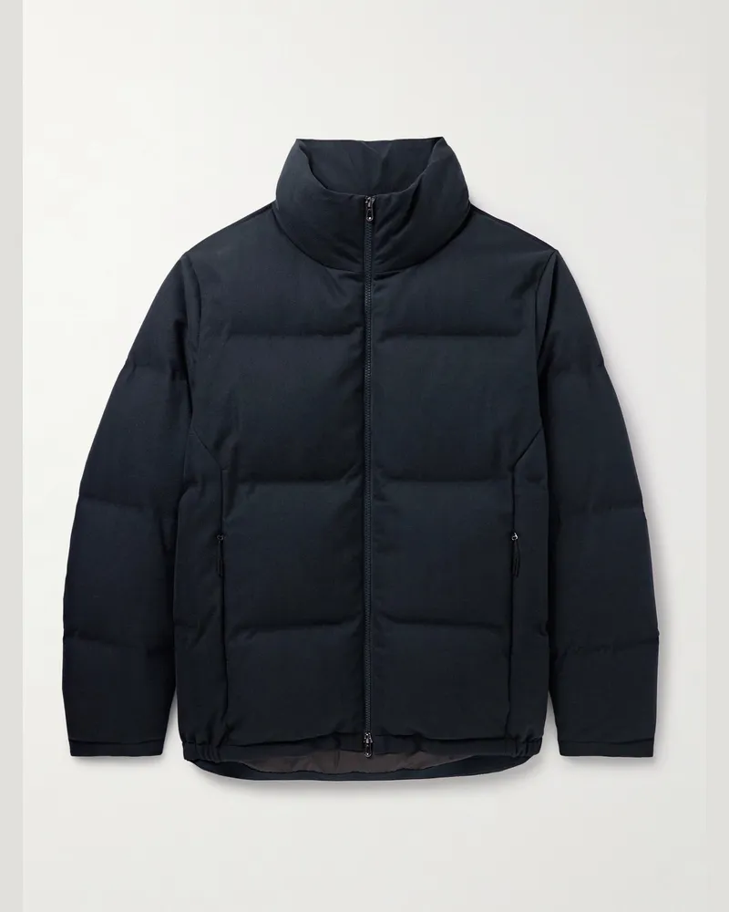 SEASE Tribeca Quilted Herringbone Cotton and Cashmere-Blend Down Jacket Blue