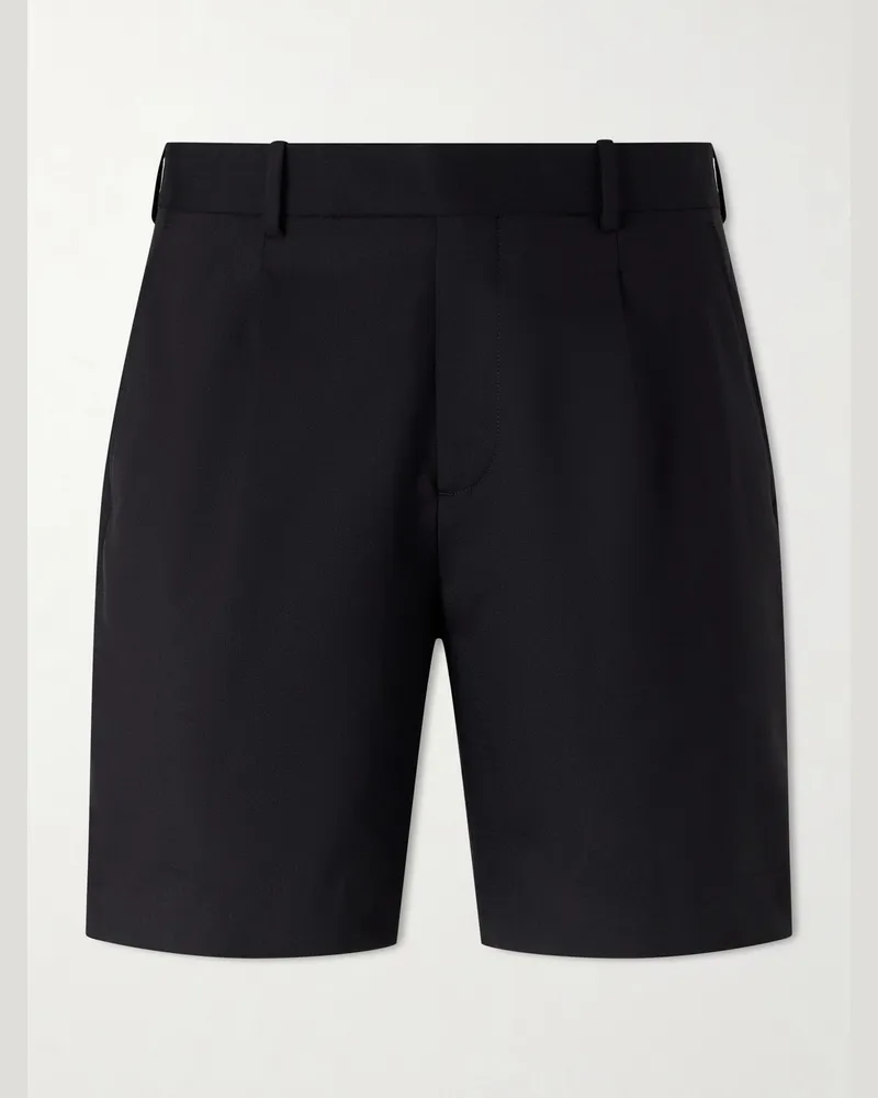 MR P. Wide-Leg Pleated Wool Shorts Black