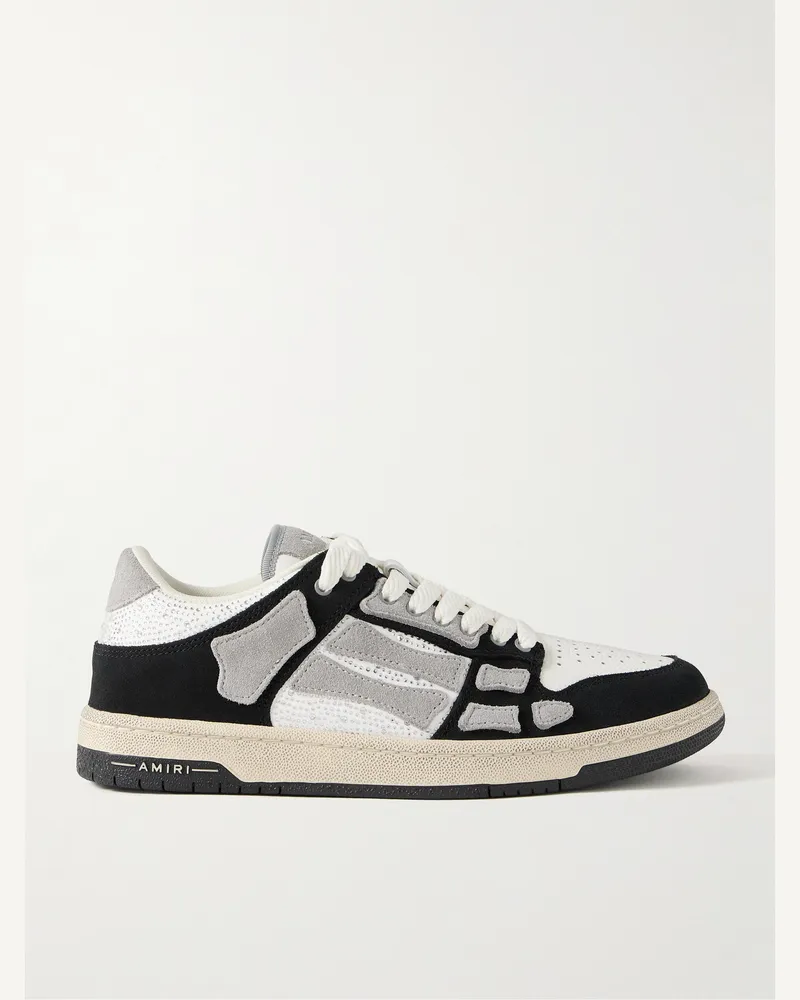 Amiri Skel-Top Sneakers aus Leder mit Velourslederbesatz und Kristallen Schwarz