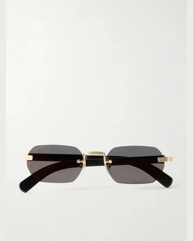Cartier Première de Cartier Square-Frame Gold-Tone Metal and Acetate Sunglasses Gold