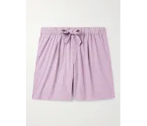 Birkenstock Gerade geschnittene Pyjama-Shorts aus gestreifter Biobaumwollpopeline mit Falten