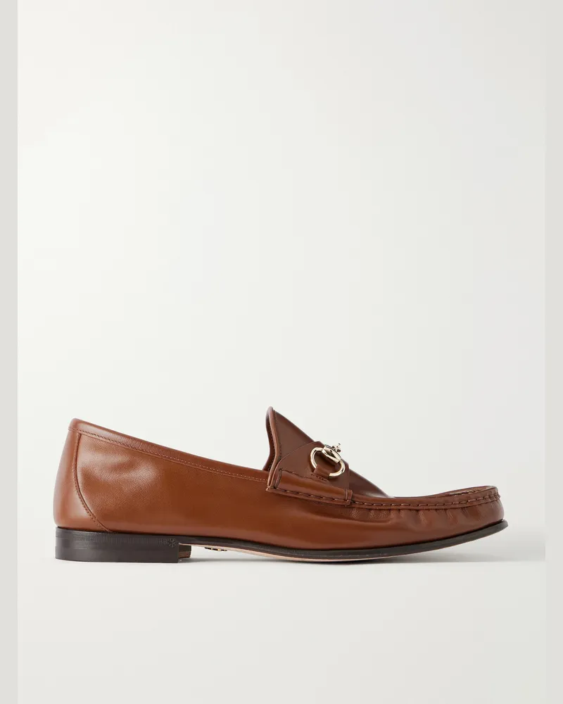 Gucci Lugano Horsebit-Embellished Leather Loafers Brown