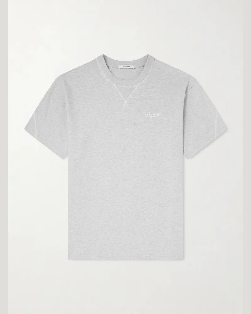 Givenchy Logo-Embroidered Cotton-Jersey T-Shirt Gray