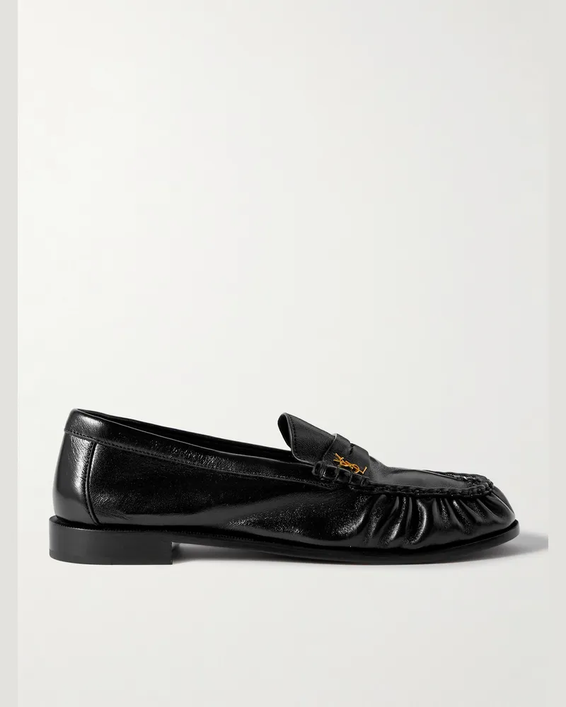 Saint Laurent Le Loafer Monogram Logo-Appliquéd Leather Penny Loafers Black