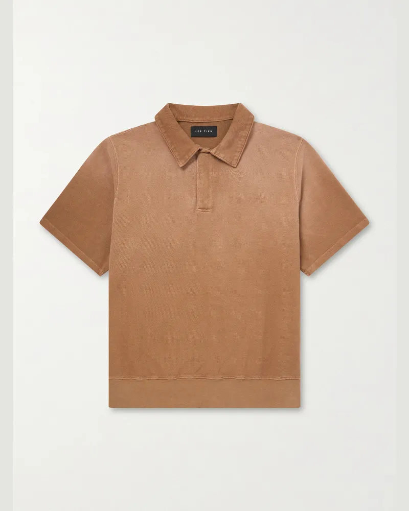 LES TIEN Cotton-Piqué Tennis-Polo Brown