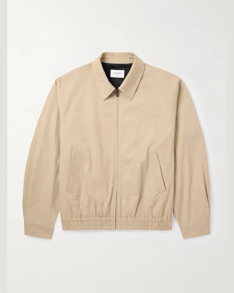 Saint Laurent Cotton-Twill Overshirt Neutrals