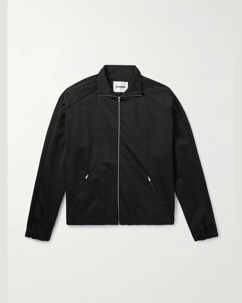 Jil Sander Cotton-Blend Jersey Zip-Up Sweatshirt Black
