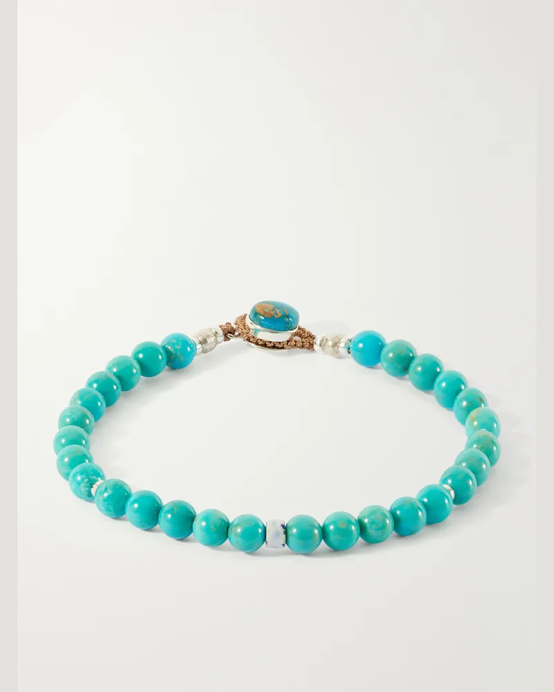 Mikia Circle 8 Sterling Silver, Turquoise and Shell Beaded Bracelet Blue