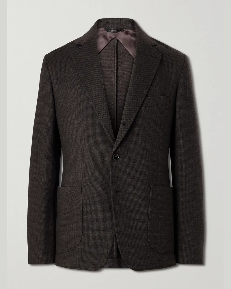 Brioni Houndstooth Cashmere Blazer Brown
